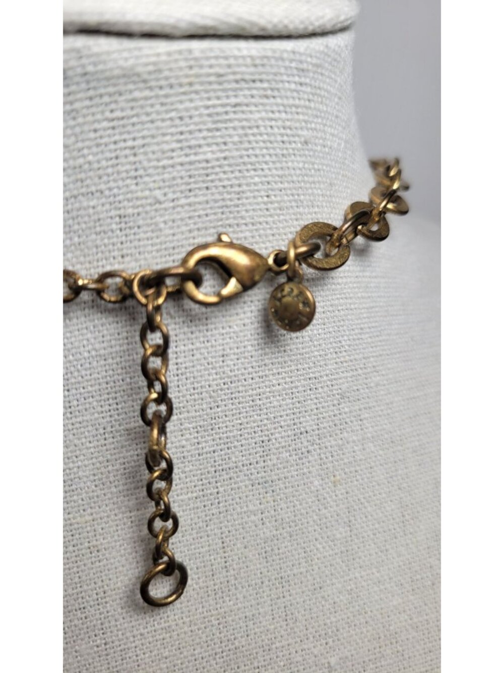 J.Crew Gold Tone Statement Necklace With Pink & Black Gemstone Embellishments - Picture 4 of 4